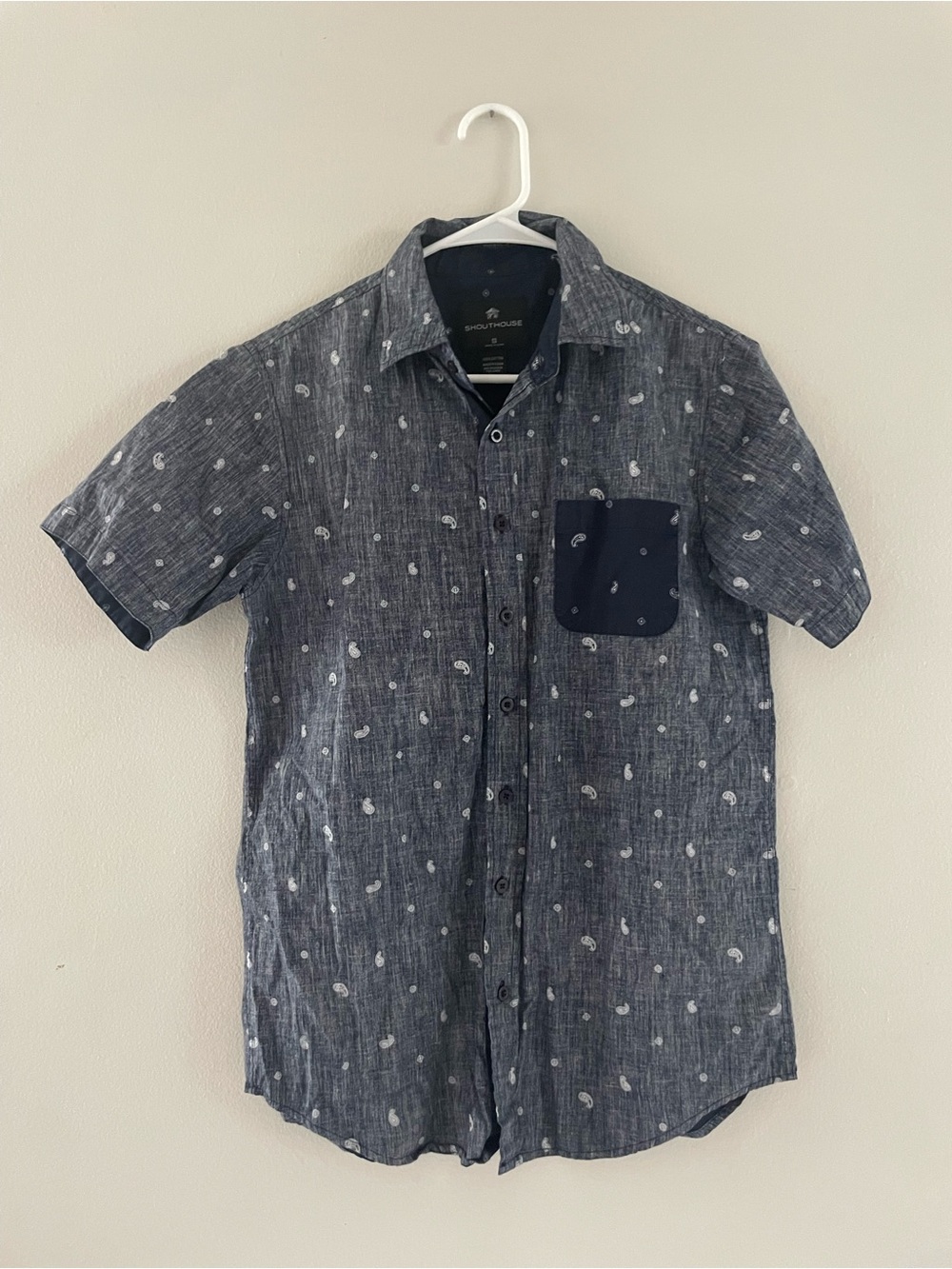 Men's Shouthouse Navy & White PaisleyShort Sleeve Button-Down Shirt